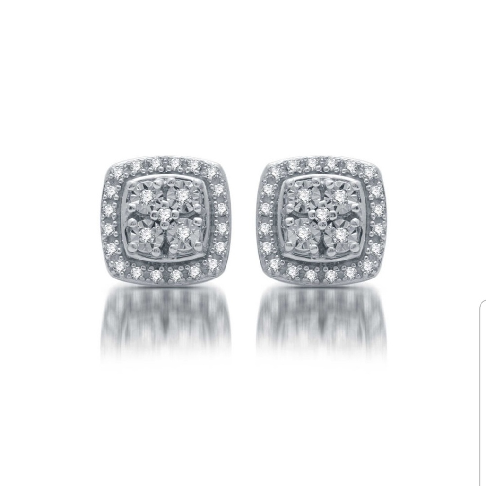 DIAMOND EARRINGS  1/10 TW SET IN STERLING SILVER